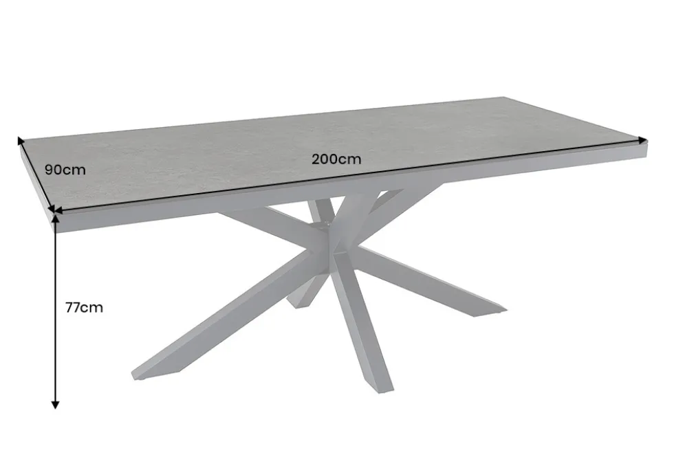 In- und Outdoor Esstisch GALAXIE 200cm anthrazit Keramik Aluminium wetterfest