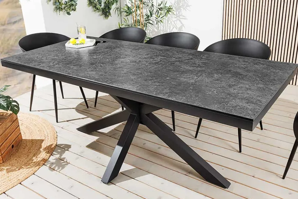 In- und Outdoor Esstisch GALAXIE 200cm anthrazit Keramik Aluminium wetterfest