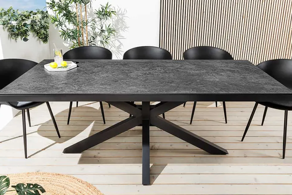 In- und Outdoor Esstisch GALAXIE 200cm anthrazit Keramik Aluminium wetterfest