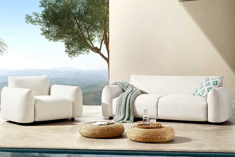 In- und Outdoor Gartensessel SEAHAWK creme Aluminium Olefin 1-Sitzer Sofa wetterfest