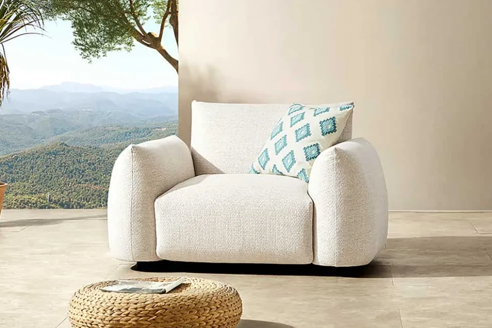 In- und Outdoor Gartensessel SEAHAWK creme Aluminium Olefin 1-Sitzer Sofa wetterfest