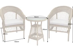 In- und Outdoor Garten-Set ELYSEE natur grau Polyrattan Aluminium inkl. Tisch Kissen