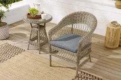 In- und Outdoor Garten-Set ELYSEE natur grau Polyrattan Aluminium inkl. Tisch Kissen