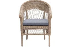 In- und Outdoor Garten-Set ELYSEE natur grau Polyrattan Aluminium inkl. Tisch Kissen