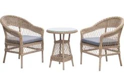 In- und Outdoor Garten-Set ELYSEE natur grau Polyrattan Aluminium inkl. Tisch Kissen
