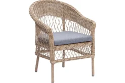 In- und Outdoor Garten-Set ELYSEE natur grau Polyrattan Aluminium inkl. Tisch Kissen