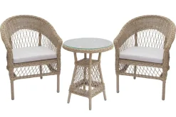 In- und Outdoor Garten-Set ELYSEE natur taupe Polyrattan Aluminium inkl. Tisch Kissen