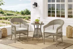 In- und Outdoor Garten-Set ELYSEE natur taupe Polyrattan Aluminium inkl. Tisch Kissen