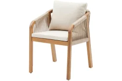 In- und Outdoor Gartenstuhl BALI ROPE natur beige Akazie wetterfest mit Armlehne Kissen
