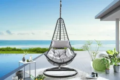 In- und Outdoor Hängesessel LOFT WIDE grau schwarz Hängestuhl inkl. Kissen wetterfest