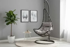 In- und Outdoor Hängesessel LOFT WIDE grau schwarz Hängestuhl inkl. Kissen wetterfest