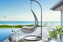 In- und Outdoor Hängesessel LOFT WIDE grau schwarz Hängestuhl inkl. Kissen wetterfest