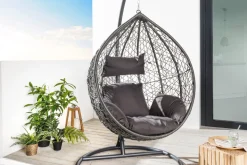 In- und Outdoor Hängesessel LOFT anthrazit grau Gartenstuhl inklusive Kissen wetterfest