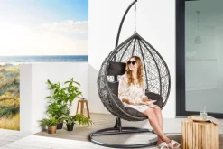 In- und Outdoor Hängesessel LOFT anthrazit grau Gartenstuhl inklusive Kissen wetterfest