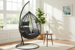 In- und Outdoor Hängesessel LOFT anthrazit grau Gartenstuhl inklusive Kissen wetterfest