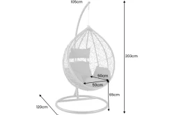 In- und Outdoor Hängesessel LOFT anthrazit grau Gartenstuhl inklusive Kissen wetterfest