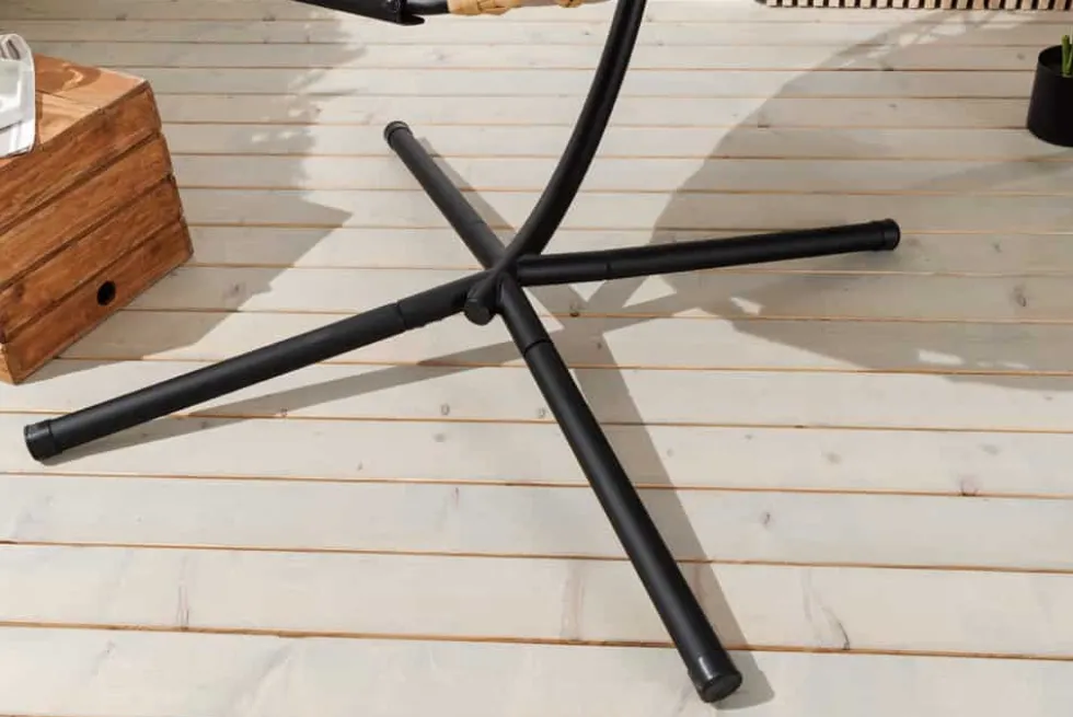 In- und Outdoor Hängesessel IBIZA natur beige Rattan mit Gestell wetterfest inkl. Kissen