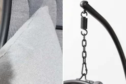 In- und Outdoor Hängesessel ROPE anthrazit grau mit Gestell wetterfest inkl. Kissen