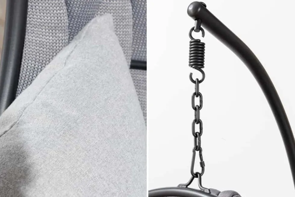 In- und Outdoor Hängesessel ROPE anthrazit grau mit Gestell wetterfest inkl. Kissen