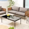 In- und Outdoor Lounge-Sessel UNIQUE 70cm schwarz braun grau Aluminium inkl. Kissen