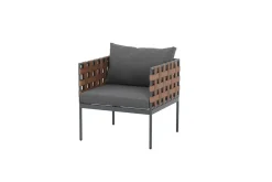 In- und Outdoor Lounge-Sessel UNIQUE 70cm schwarz braun grau Aluminium inkl. Kissen