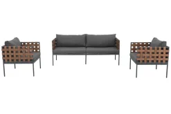 In- und Outdoor Lounge-Sessel UNIQUE 70cm schwarz braun grau Aluminium inkl. Kissen