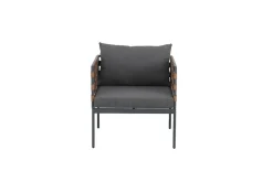 In- und Outdoor Lounge-Sessel UNIQUE 70cm schwarz braun grau Aluminium inkl. Kissen