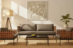In- und Outdoor Lounge-Sessel UNIQUE 70cm schwarz braun grau Aluminium inkl. Kissen