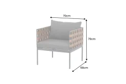 In- und Outdoor Lounge-Sessel UNIQUE 70cm schwarz braun grau Aluminium inkl. Kissen