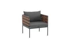In- und Outdoor Lounge-Sessel UNIQUE 70cm schwarz braun grau Aluminium inkl. Kissen