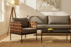 In- und Outdoor Lounge-Sessel UNIQUE 70cm schwarz braun grau Aluminium inkl. Kissen