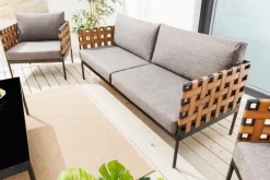 In- und Outdoor Lounge-Sofa UNIQUE 185cm schwarz braun grau Aluminium 2-Sitzer inkl. Kissen