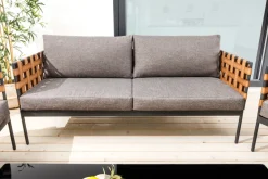 In- und Outdoor Lounge-Sofa UNIQUE 185cm schwarz braun grau Aluminium 2-Sitzer inkl. Kissen