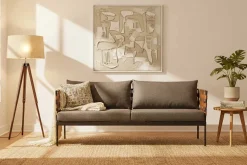 In- und Outdoor Lounge-Sofa UNIQUE 185cm schwarz braun grau Aluminium 2-Sitzer inkl. Kissen