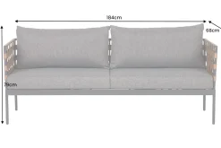 In- und Outdoor Lounge-Sofa UNIQUE 185cm schwarz braun grau Aluminium 2-Sitzer inkl. Kissen