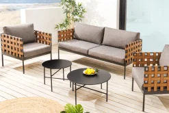 In- und Outdoor Lounge-Sofa UNIQUE 185cm schwarz braun grau Aluminium 2-Sitzer inkl. Kissen