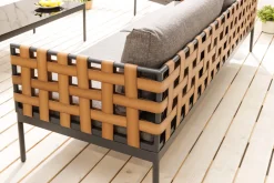 In- und Outdoor Lounge-Sofa UNIQUE 185cm schwarz braun grau Aluminium 2-Sitzer inkl. Kissen