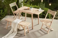 In- und Outdoor Sitzbank BALI 110cm natur hell Akazienholz wetterfest Balkonbank