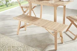 In- und Outdoor Sitzbank BALI 110cm natur hell Akazienholz wetterfest Balkonbank