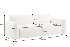 In- und Outdoor Sofa SEAHAWK 205cm creme Aluminium Olefin wetterfest 2-Sitzer Couch