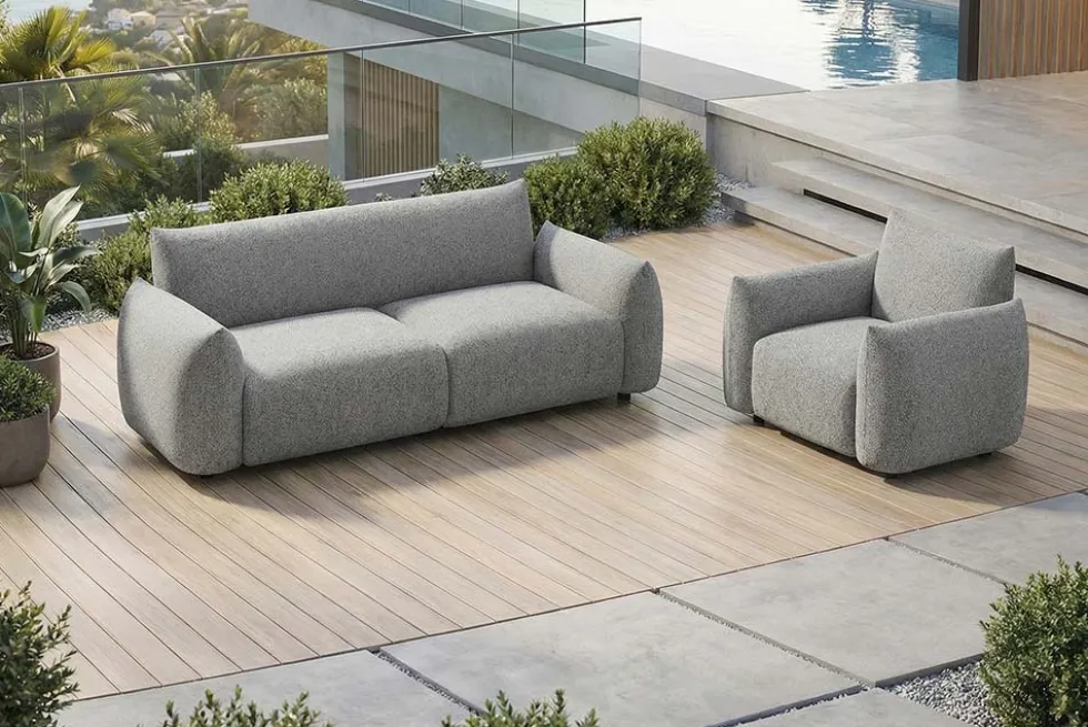 In- und Outdoor Sofa SEAHAWK 205cm anthrazit Aluminium Olefin wetterfest 2-Sitzer Couch
