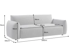 In- und Outdoor Sofa SEAHAWK 205cm anthrazit Aluminium Olefin wetterfest 2-Sitzer Couch