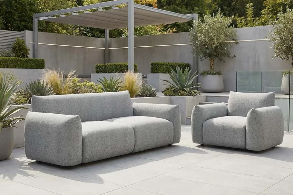 In- und Outdoor Sofa SEAHAWK 205cm anthrazit Aluminium Olefin wetterfest 2-Sitzer Couch