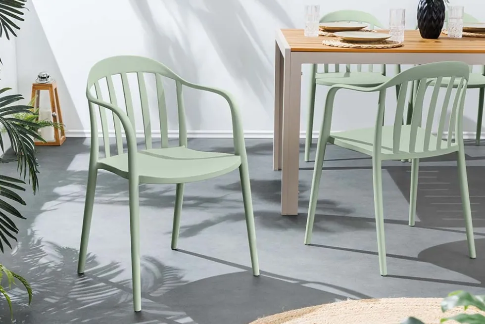 In- und Outdoor Stuhl STUDIO ITALIA salbei stapelbar Kunststoff Gartenstuhl