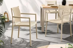 In- und Outdoor Stuhl STUDIO ITALIA greige stapelbar wetterfest Gartenstuhl