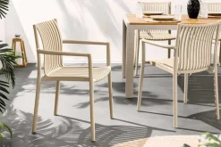 In- und Outdoor Stuhl STUDIO ITALIA greige stapelbar wetterfest Gartenstuhl