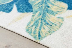 In- und Outdoor Teppich LEAF 240x160cm grün beige Blatt-Design wetterfest