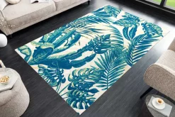 In- und Outdoor Teppich LEAF 240x160cm grün beige Blatt-Design wetterfest