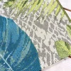 In- und Outdoor Teppich LEAF 235x160cm türkis grün weiß Blätter florales Design wetterfest