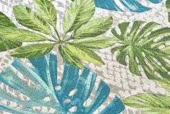 In- und Outdoor Teppich LEAF 235x160cm türkis grün weiß Blätter florales Design wetterfest